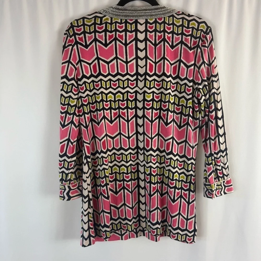 Tory Burch Women's 100% Silk Knit Tunic Top Multi Color Beaded Color Sz:M